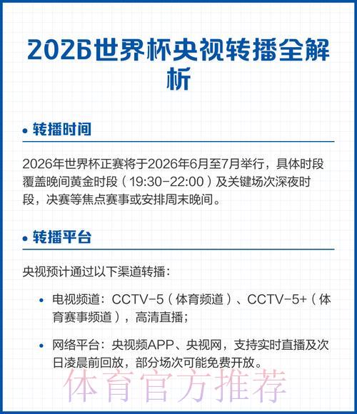 2026世界杯直播官方正规观看渠道有哪些? 2026世界杯直播官方正规观看渠道有哪些?